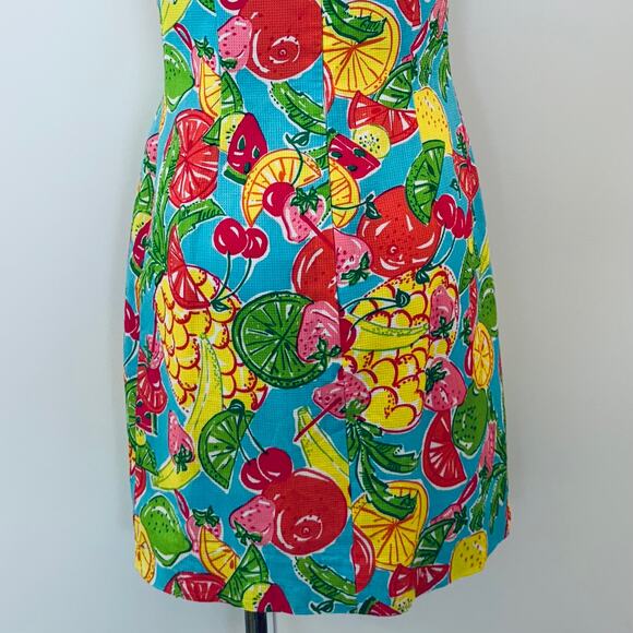 Lilly Pulitzer Fruit Print Vintage Sheath Mini Dress Sleeveless Light Blue Sz 8 - Picture 7 of 9